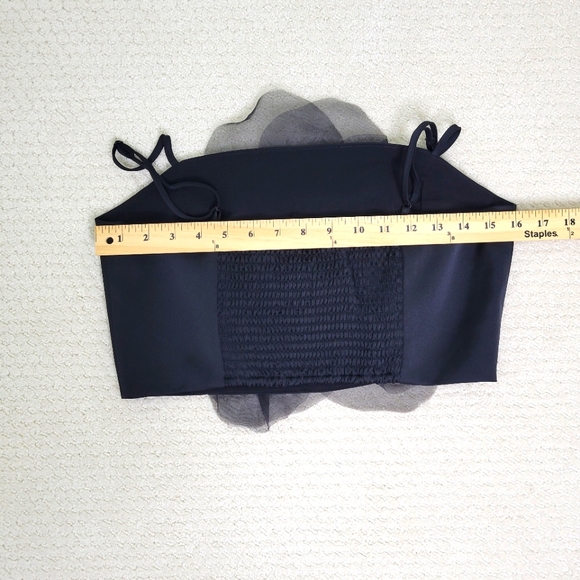 Rachel Zoe Black Oversized Flower Organza Crop Top Adj Straps Dress Event Med - Picture 10 of 13